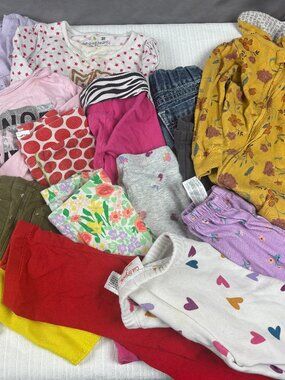 2T Toddler Girls Winter Mixed Kids Clothing Lot Pants Shirts PJs 19 Piece Bundle